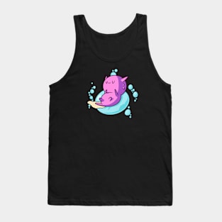 cute axolotl relaxing in a bubble bath Tank Top